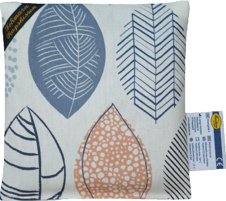Blätter blau/apricot  1-Kammerkissen klein
