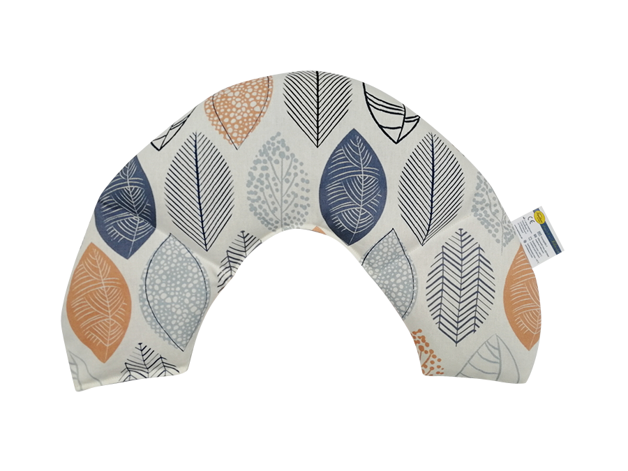 Bl-tter-blau-apricot-nacken Blätter Blau Apricot - Nackenkissen