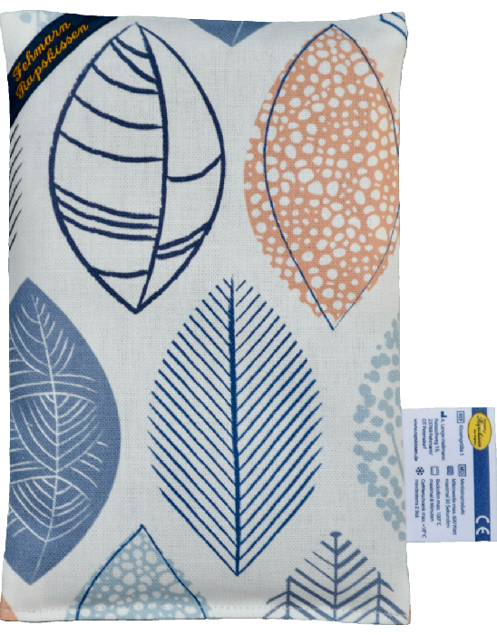 Blätter blau/apricot  1-Kammerkissen groß