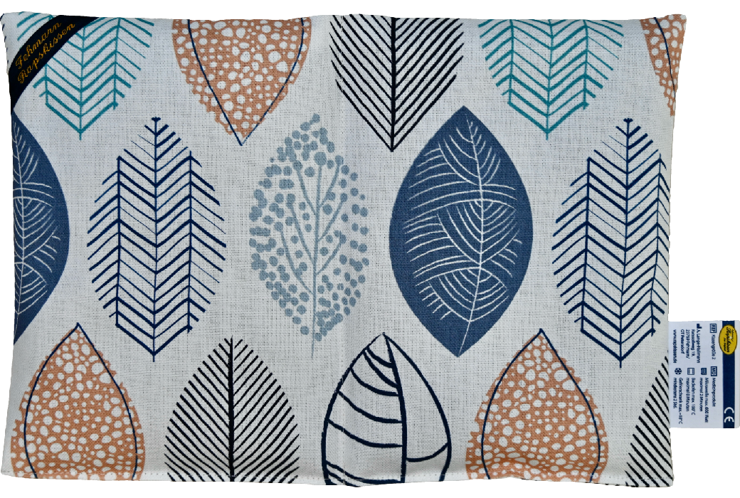 Blätter Blau-Apricot  2-Kammerkissen